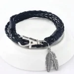 विंग ब्रेसलेट, Leather Wing Bracelet, Wing Charm Rope Bracelet