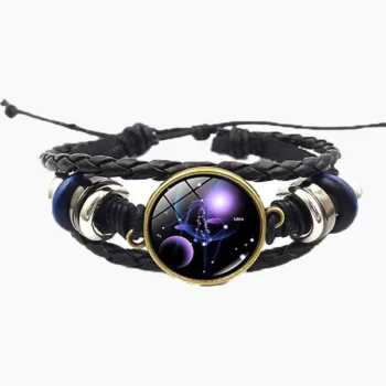 Libra Leather Bracelet, Tula Rashi Bracelet, Libra Zodiac Sign Bracelet, तुला राशि ब्रेसलेट