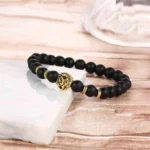 शेर ब्रेसलेट, Lion Bracelet, Lion Black Bead Bracelet