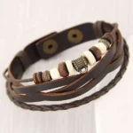 कांस्य चमड़ी कि रस्सी ब्रेसलेट, Bronze Leather Bracelet, Brown Multilayer Bracelet