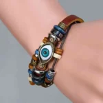 Multilayer Evil Eye Bracelet, Evil Eye Leather Bracelet, ईविल आई ब्रेसलेट