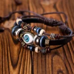 Multilayer Evil Eye Bracelet, Evil Eye Leather Bracelet, ईविल आई ब्रेसलेट