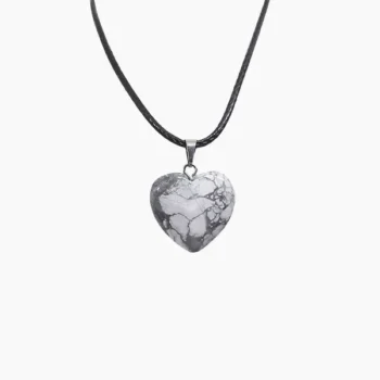 Natural Howlite Heart Pendant (दिल लॉकेट)