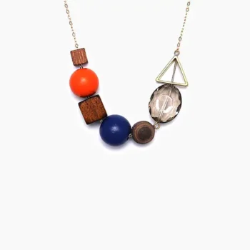 Wood Beads Crystal Pendant (लकड़ी लॉकेट)