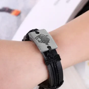 Aries Leather Band, aries zodiac bracelet, Mesh Rashi Bracelet, मेष राशि ब्रेसलेट