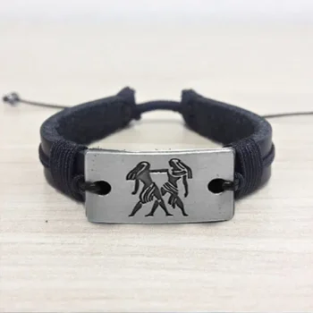 Mithun Rashi Leather Bracelet, Gemini Zodiac Leather Bracelet, gemini zodiac bracelet, मिथुन राशि ब्रेसलेट