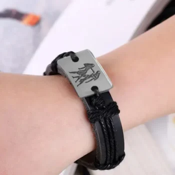 Mithun Rashi Leather Bracelet, Gemini Zodiac Leather Bracelet, gemini zodiac bracelet, मिथुन राशि ब्रेसलेट