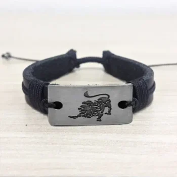 Singh Rashi Leather Bracelet, leo zodiac bracelet, Leo Zodiac Leather Bracelet, सिंह राशि ब्रेसलेट
