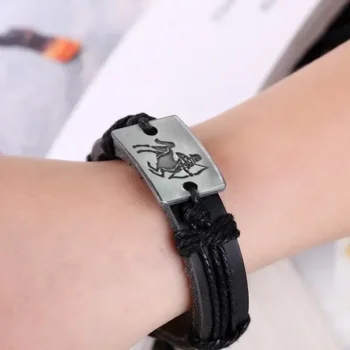 Sagittarius Zodiac Leather Bracelet, Dhanu Rashi Leather Bracelet, sagittarius zodiac bracelet, धनु राशि ब्रेसलेट