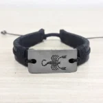 Vrishchik Rashi Leather Bracelet, Scorpio Zodiac Rudraksha Bracelet, scorpio zodiac bracelet, वृश्चिक राशि ब्रेसलेट