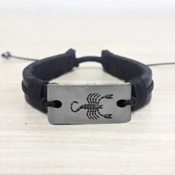 Vrishchik Rashi Leather Bracelet, Scorpio Zodiac Rudraksha Bracelet, scorpio zodiac bracelet, वृश्चिक राशि ब्रेसलेट