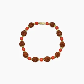 Rudraksha Bead Coral Bracelet, Stylish Rudraksha Munga Bracelet, रुद्राक्ष मूंगा ब्रेसलेट