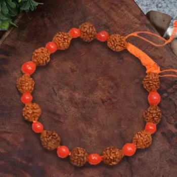 Coral Bead Bracelet, Coral Mala, Rudraksha Munga Bracelet, रुद्राक्ष मूंगा ब्रेसलेट