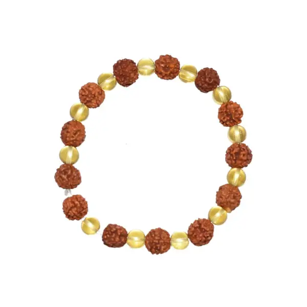 Yellow Crystal Rudraksha Bracelet, Yellow Sphatik Bead Bracelet, Rudraksha Yellow Sphatik Bracelet, रुद्राक्ष पीला स्फटिक ब्रेसलेट