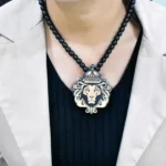 Lion Face Black Pendant (शेर मुख कवच)