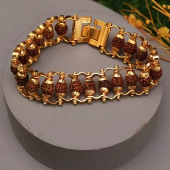 Rudraksha Gold Bracelet, Rudraksha Gold Plated Bracelet, रुद्राक्ष गोल्ड ब्रेसलेट