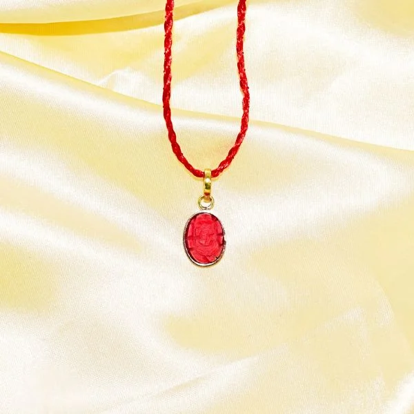 Coral Ganesh Locket (मूंगा गणेश लॉकेट)