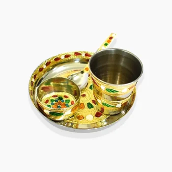 Small Puja Plate Set, पूजा प्लेट सेट
