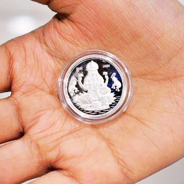 Shree Yantra Sikka, Pure Silver Laxmi Yantra Coin, Chandi Ka Sikka, Size 1x1 Inch - Image 4