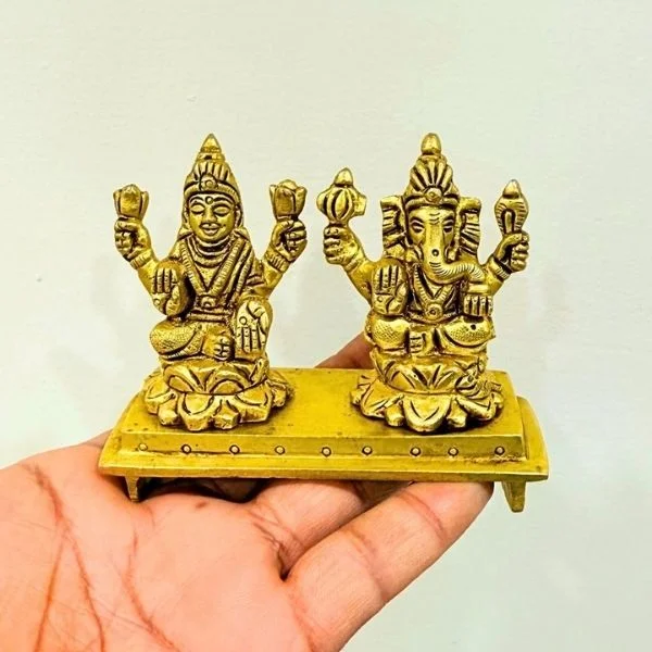 Laxmi Ganesh Brass Murti, लक्ष्मी गणेश पीतल मूर्ति